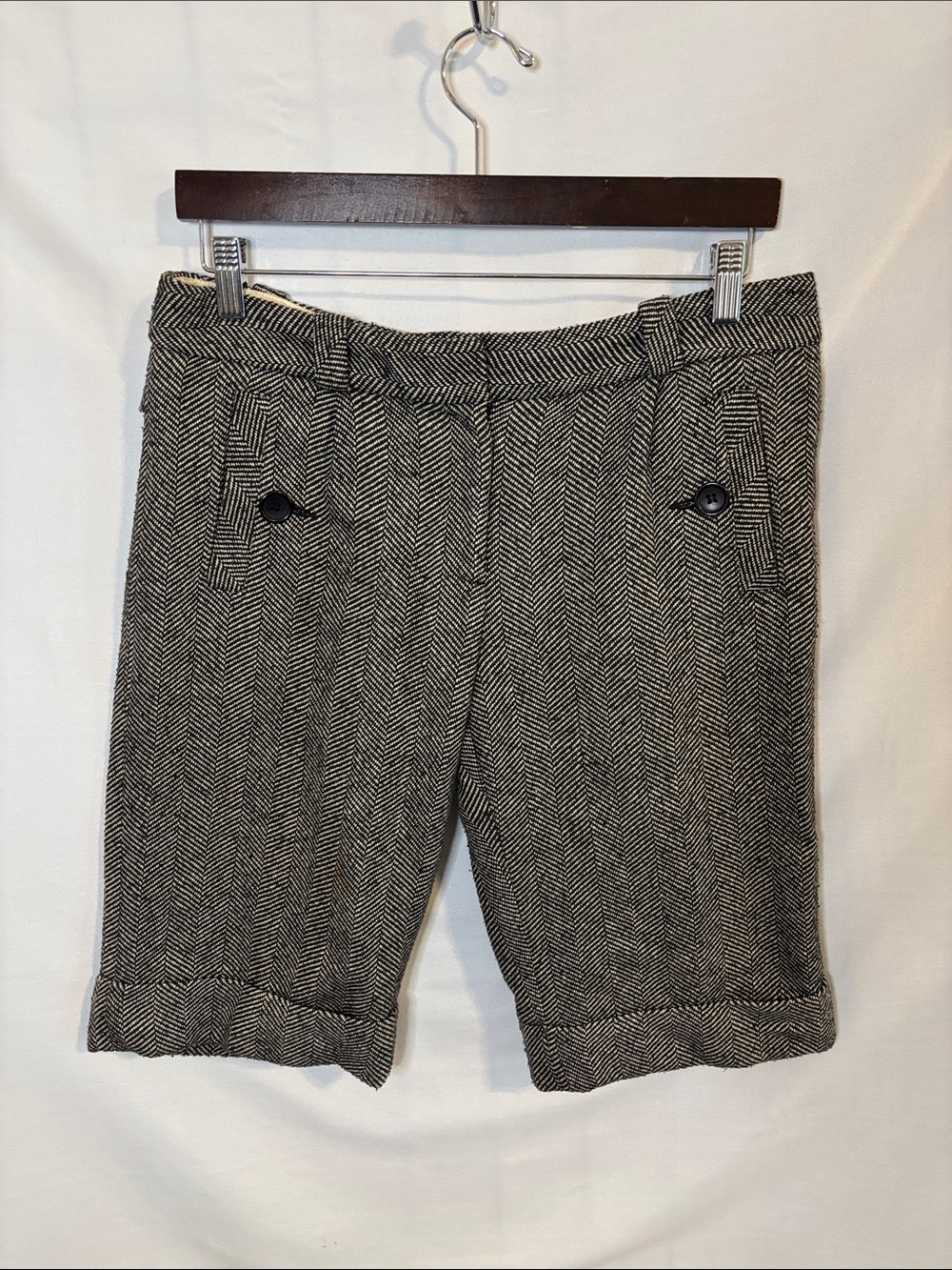 Anthropologie Taikonku wool-blend shorts  herringbone pattern